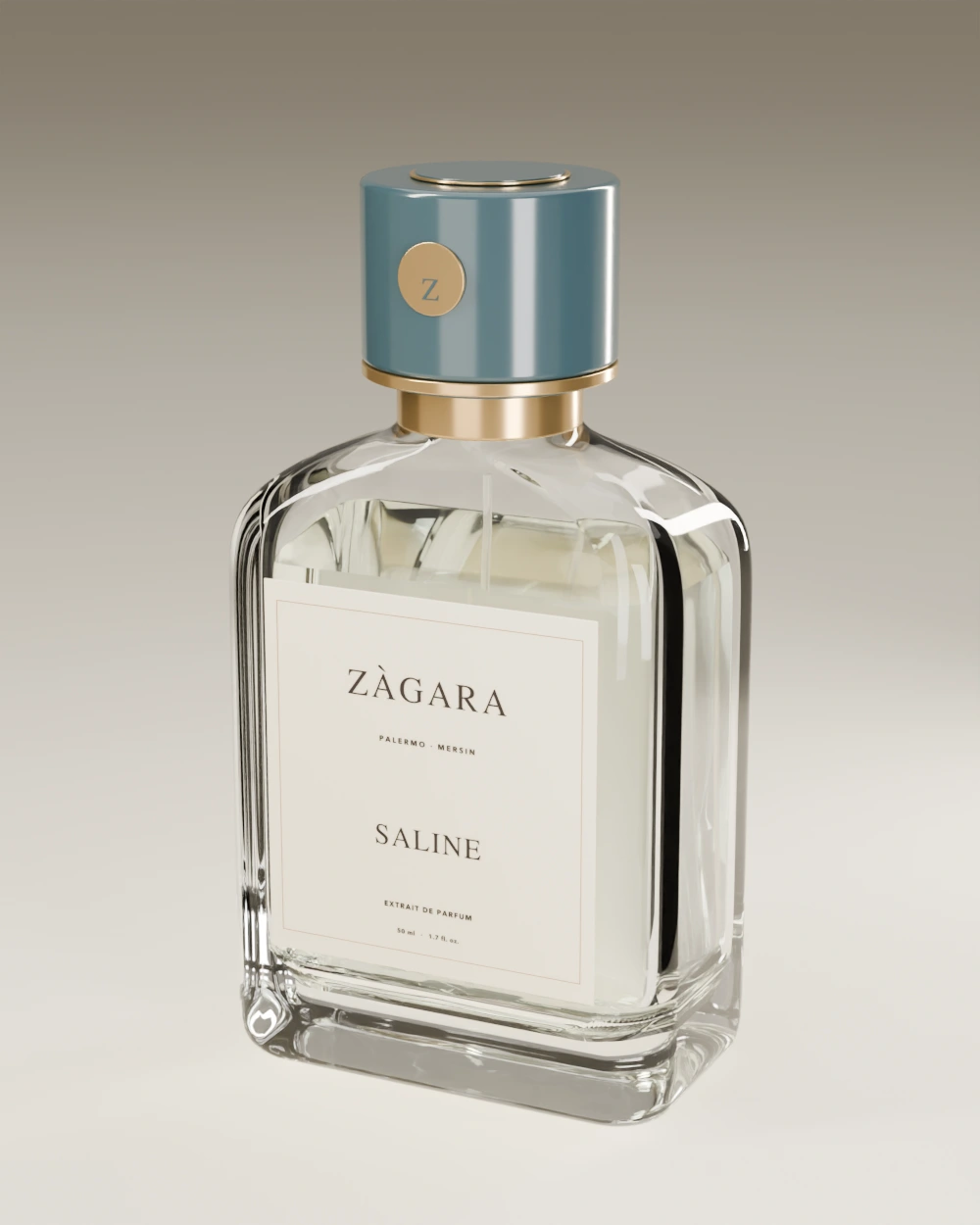 Saline perfume in its glass flacon